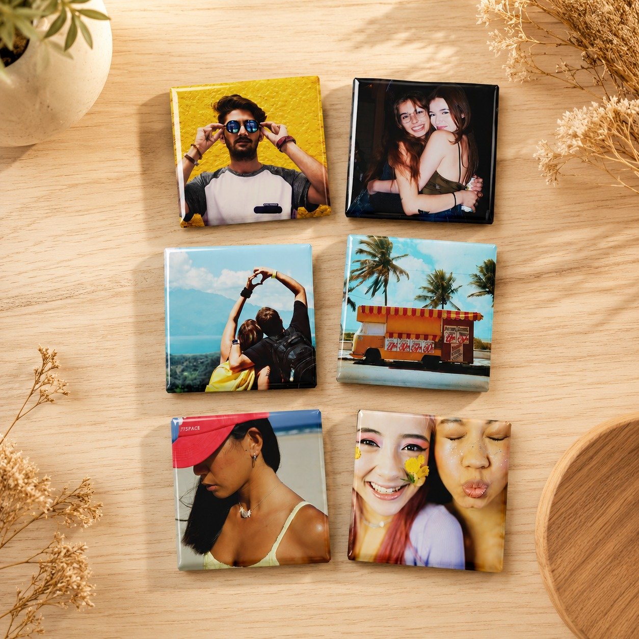 Kit com 6 imãs personalizados 5x5 cm